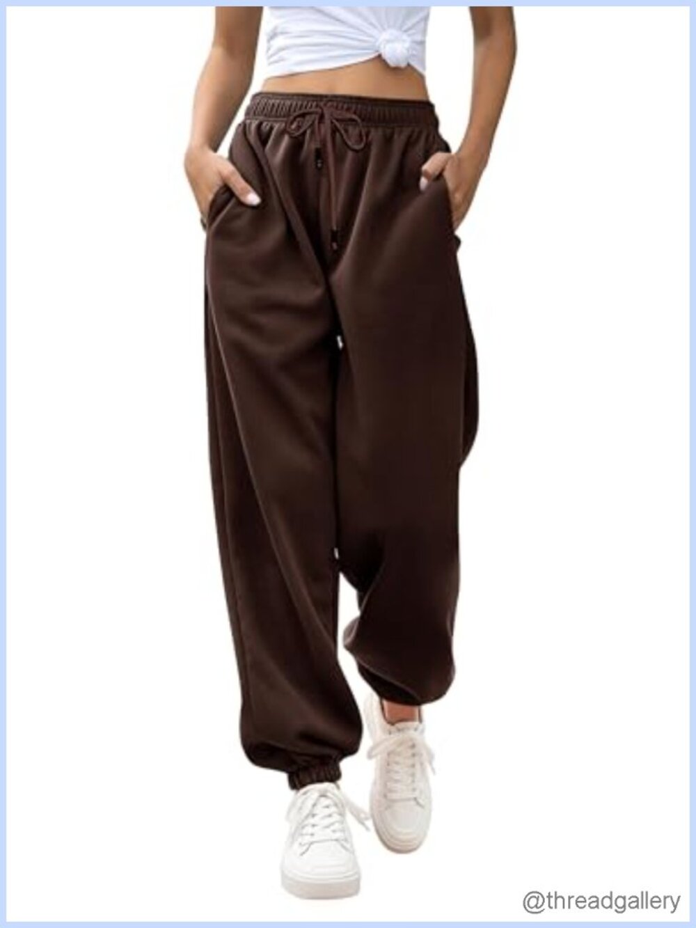Womens High Waisted Wide Leg Sweatpants Cotton Blend Drawstring Lounge Jogger